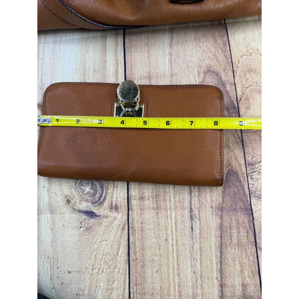 Michael Kors Hamilton Tan Leather Tote Bag and Matching Wallet Set Gold Hardware - Picture 15 of 16